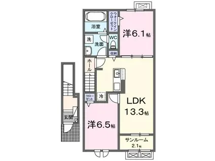 マドレス(2LDK/2階)の間取り写真