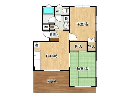 メゾンドルーブル(2DK/1階)の間取り写真