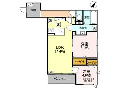 グランマーリエ松野通(2LDK/1階)の間取り写真