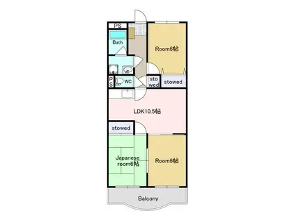 サンライズ田宗(3LDK/3階)の間取り写真