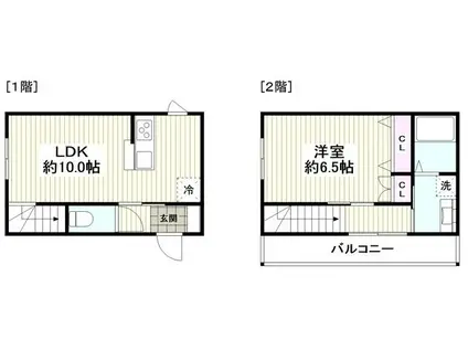 ディアコート湘南(1LDK/2階)の間取り写真