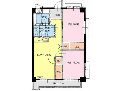 ラカ・オリノ(2LDK/1階)の間取り写真