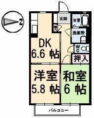 バリュージュ泉保(2DK/1階)の間取り写真