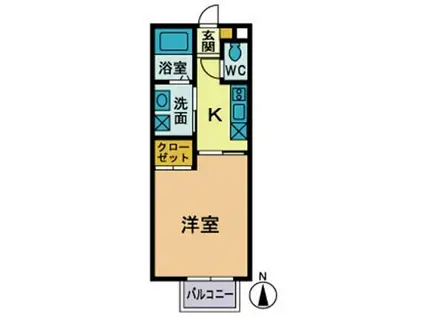 サウスウインド妻田(1K/1階)の間取り写真