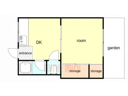 ウチダハウス(1DK/1階)の間取り写真