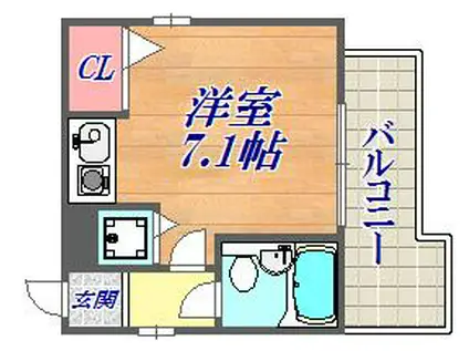 ライオンズマンション神戸第2(ワンルーム/3階)の間取り写真