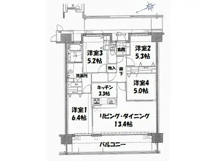 Fステージ小禄宮城弐番館(4LDK/7階)の間取り写真