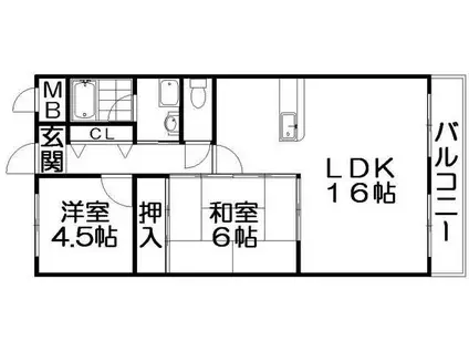 香里プラザII(2LDK/4階)の間取り写真