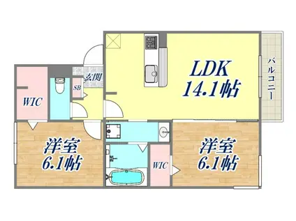 シャルールメゾン(2LDK/2階)の間取り写真