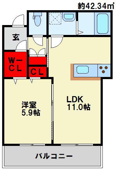 フレシール柳町(1LDK/1階)の間取り写真