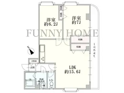 メゾンらねーじゅ(2LDK/3階)の間取り写真