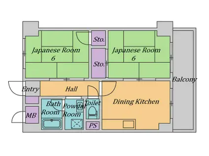マンション桜屋(2DK/3階)の間取り写真