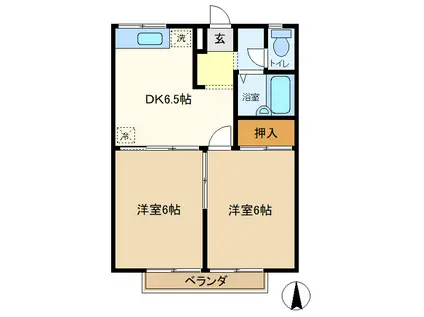 アーバン原II(2DK/2階)の間取り写真