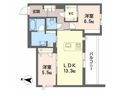 シャーメゾン サンティエルジュ(2LDK/2階)の間取り写真