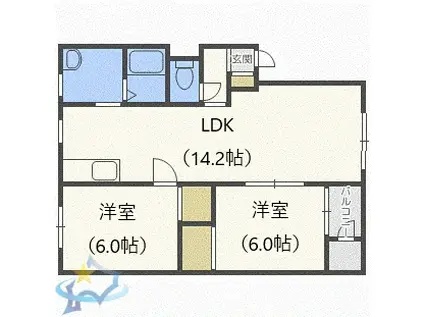 メゾン幌西(2LDK/4階)の間取り写真