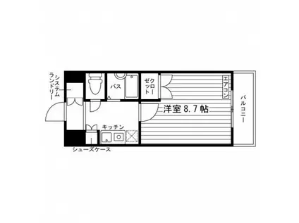 カトルセゾン石坂(1K/2階)の間取り写真