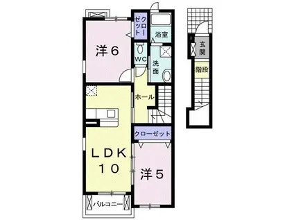 テン サウザンド.F.S(2LDK/2階)の間取り写真