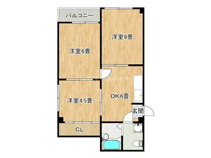 ファミリーハイツ御陵前(3DK/3階)の間取り写真