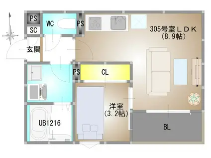 REGALEST 下伊福本町IV(1LDK/3階)の間取り写真