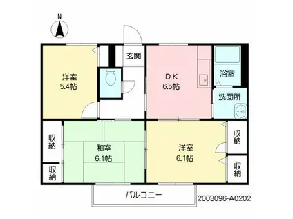 ヴィラ清泉A(3DK/2階)の間取り写真