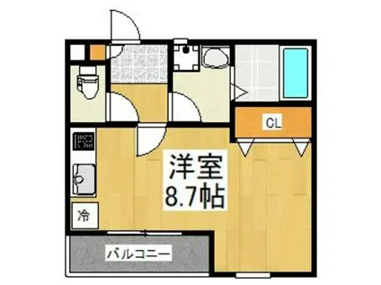 ルネスガーデン(ワンルーム/1階)の間取り写真