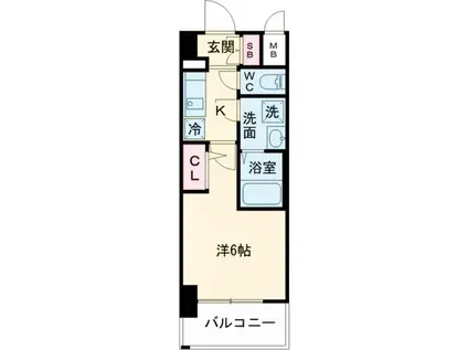 エスリード神戸兵庫駅アクアヴィラ(1K/3階)の間取り写真