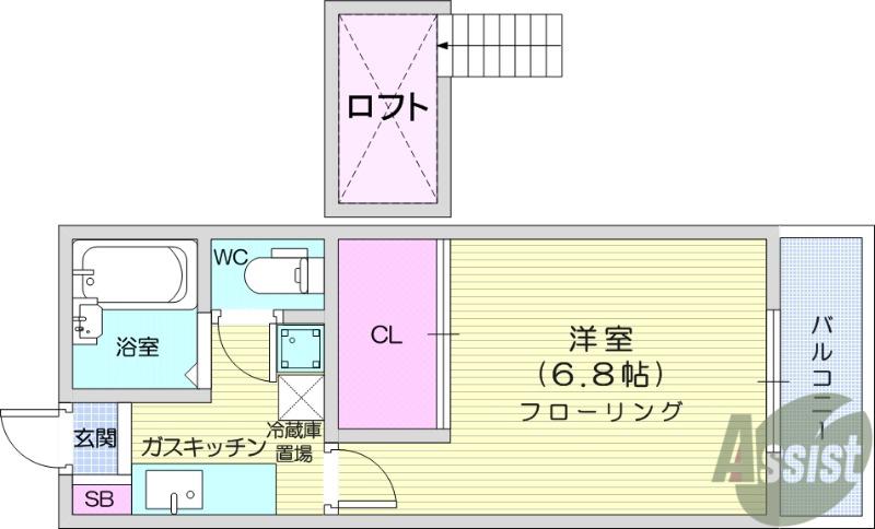 プレーンハイツ宮町(1K/1階)の間取り写真