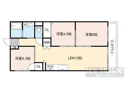 蒲生コーポ(3LDK/11階)の間取り写真