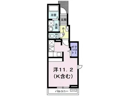 ムーン リバー(ワンルーム/1階)の間取り写真