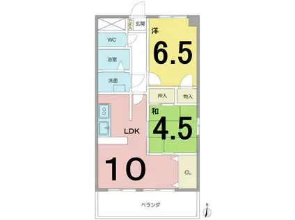 マーブルアサイ(2LDK/5階)の間取り写真
