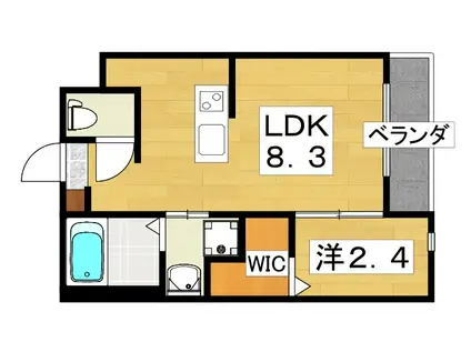 リアコート枚方御殿山サウス(1LDK/3階)の間取り写真
