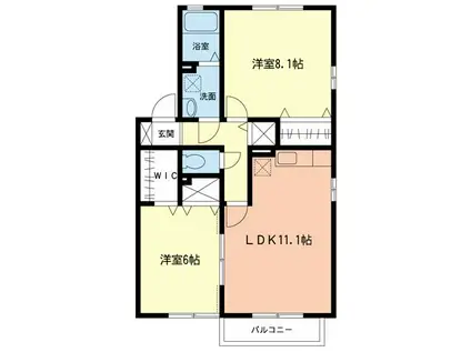 ハイランドヴィラ(2LDK/2階)の間取り写真