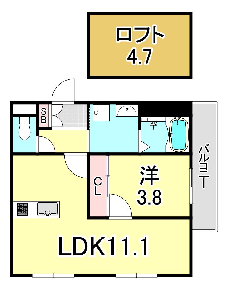 MICA ELENO苦楽園(1LDK/1階)の間取り写真