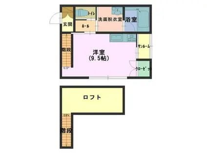 プレインII(ワンルーム/2階)の間取り写真