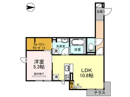 ウィキぺティア(1LDK/1階)の間取り写真