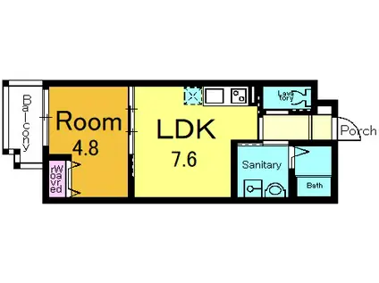 LEI椥辻(ワンルーム/3階)の間取り写真