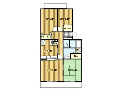 オクトス市が尾(3LDK/2階)の間取り写真