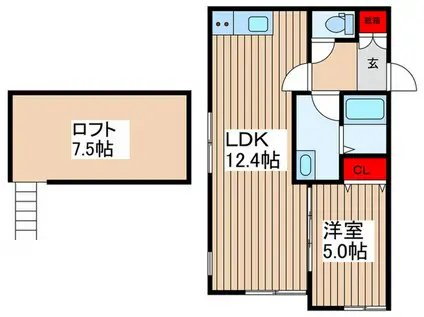 OOYABA FLATS(1LDK/2階)の間取り写真