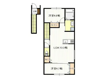 物見東2丁目アパート(2LDK/2階)の間取り写真