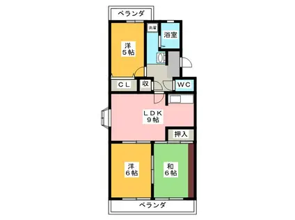 マンションピノII(3LDK/2階)の間取り写真
