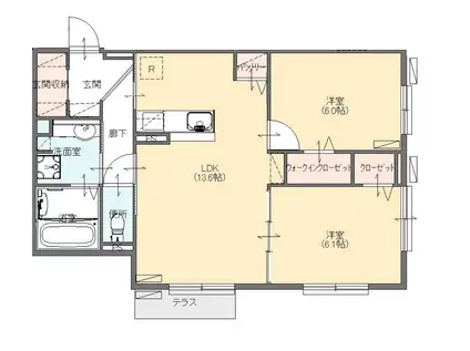 グリシナ白子(2LDK/3階)の間取り写真