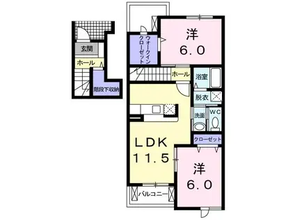 セレノ新白河II(2LDK/2階)の間取り写真