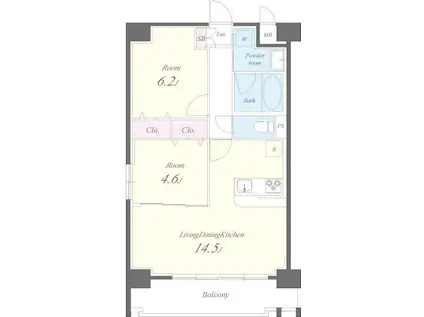 モンテジョア(2LDK/9階)の間取り写真