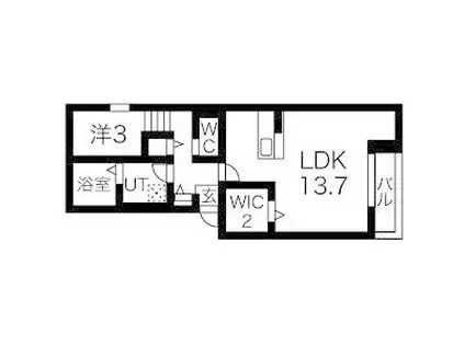 ジャヌー元今泉(1LDK/3階)の間取り写真
