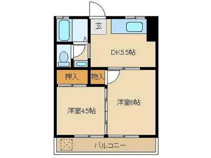 池田マンション(2K/4階)の間取り写真