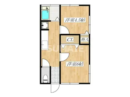 第三臼倉荘(2K/2階)の間取り写真