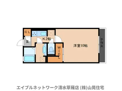 ブルーリブ(1K/1階)の間取り写真