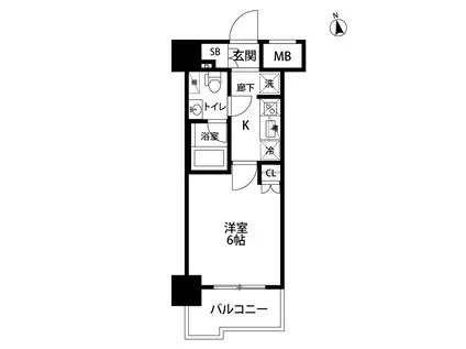 グラントゥルース門前仲町(1K/9階)の間取り写真