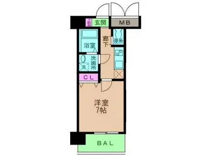 エス・キュート上本町イースト(1K/14階)の間取り写真