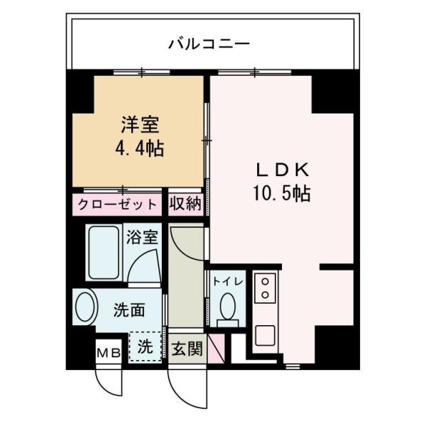 GLANZ高尾町(1LDK/6階)の間取り写真